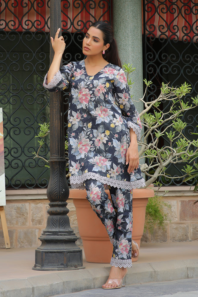Vaasva Women Black Printed Cord Set With Printed Pants | Grocsy
