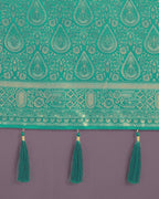 Monjolika Fashion Turquoise With Gold Bordar Banarasi Woven Satin Saree | Grocsy