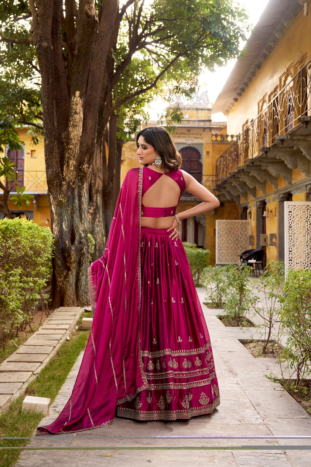 Lorenvalley Fashion Magenta Rangoli Sequins and Thread Embroidery Work Lehenga Choli with Dupatta | Grocsy
