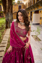 Lorenvalley Fashion Magenta Rangoli Sequins and Thread Embroidery Work Lehenga Choli with Dupatta | Grocsy