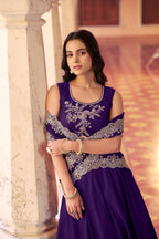 Lorenvalley Fashion Purple Rangoli Silk Tube Beads with Sequence and Thread Embroidery Work Belt Lehenga Choli with Dupatta | Grocsy