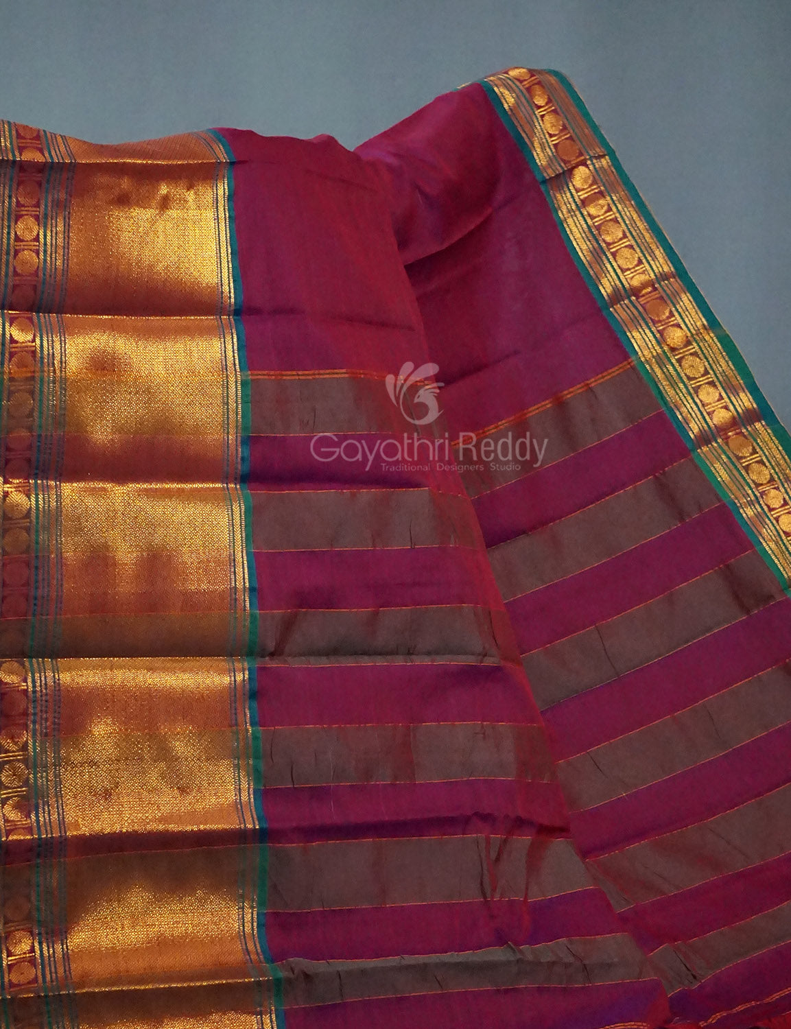 Kalanetha Magenta Pink Colour Zari Kanchi Style Pure Narayanpet Cotton Saree By Gayathri Reddy Designer Studio | Grocsy