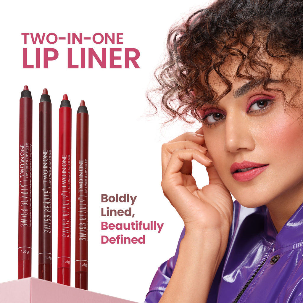 Swiss Beauty Two In One Lip Liner & Lip Filler - Clear Red | Grocsy