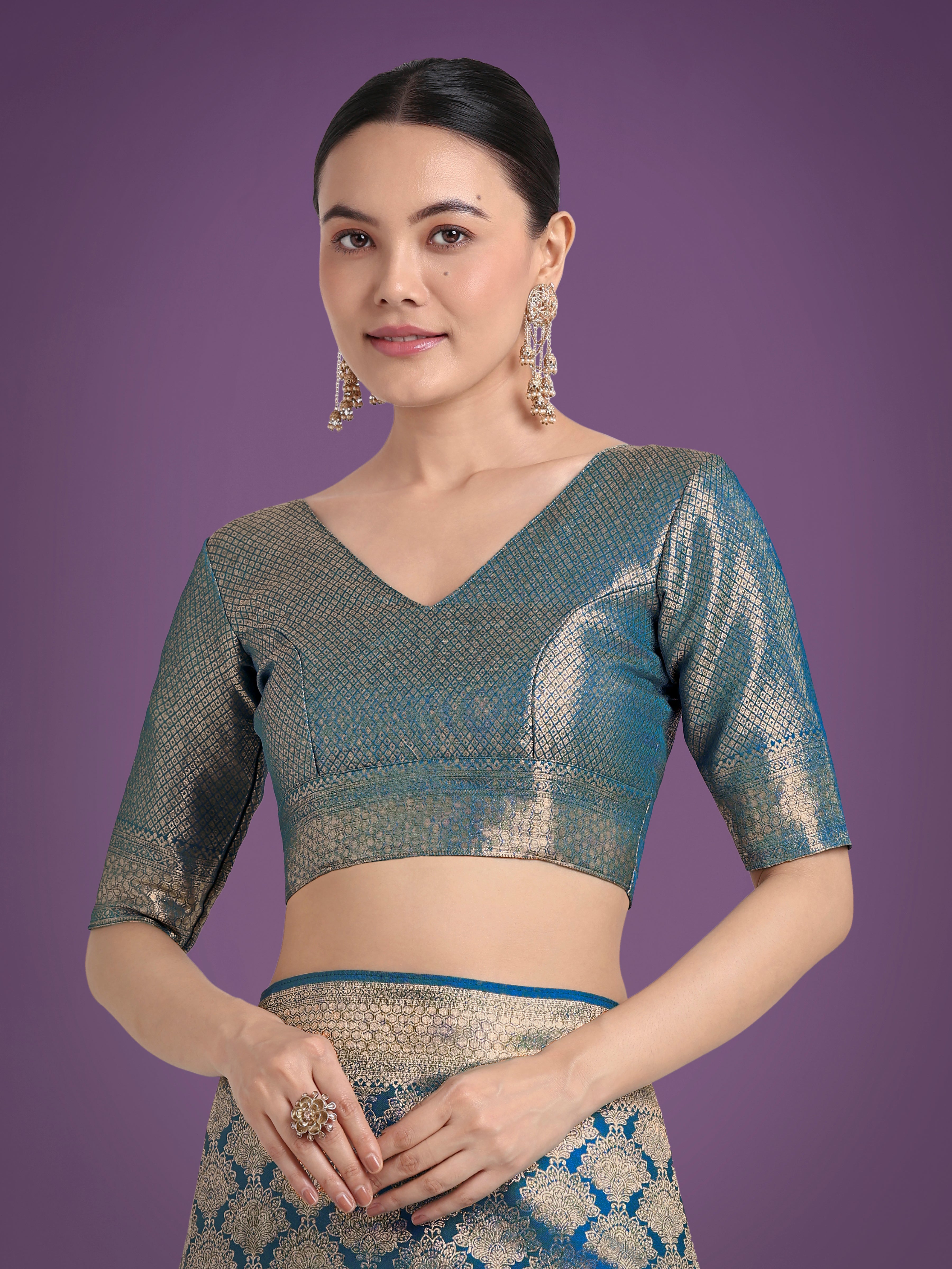 Monjolika Fashion Flattering Cyan blue Banarasi Satin Silk Zari Weaving Work Designer Saree | Grocsy