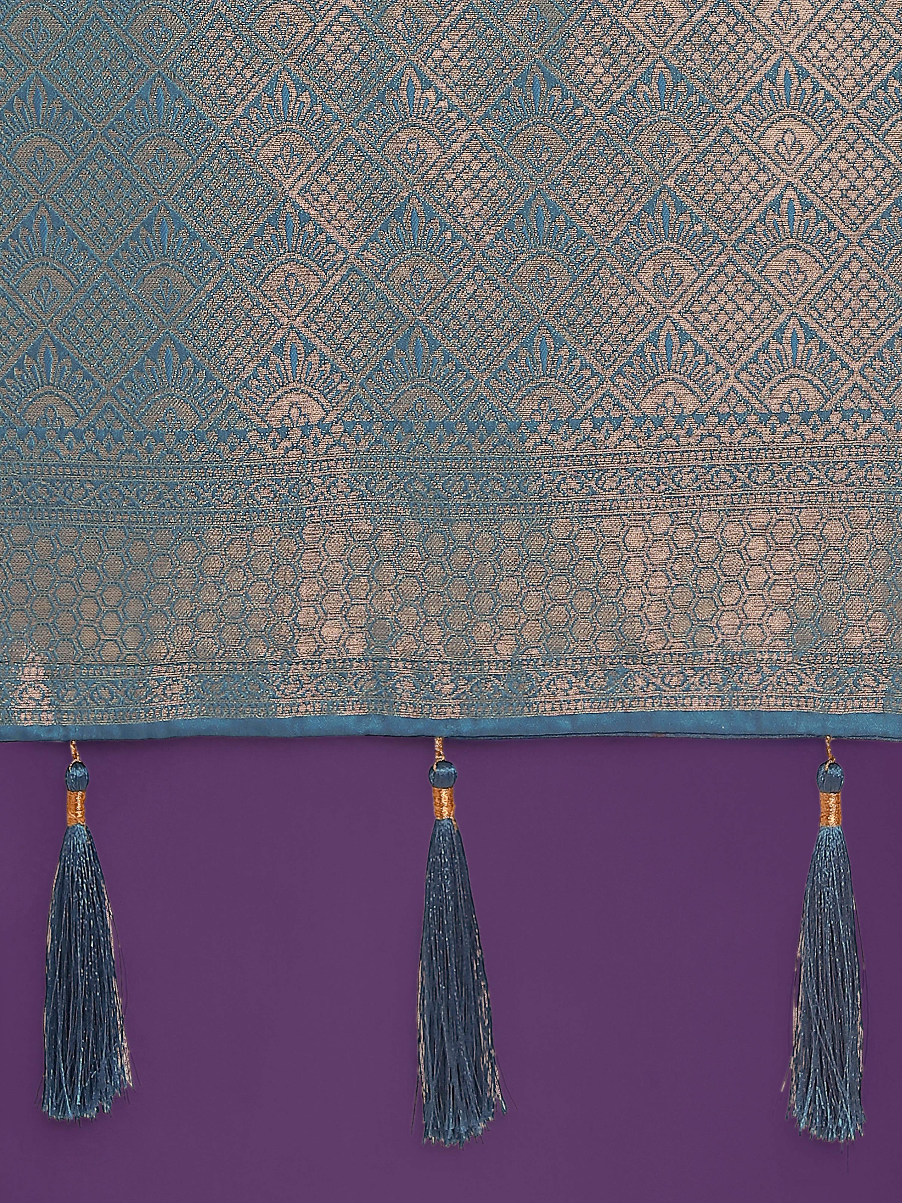 Monjolika Fashion Flattering Cyan blue Banarasi Satin Silk Zari Weaving Work Designer Saree | Grocsy