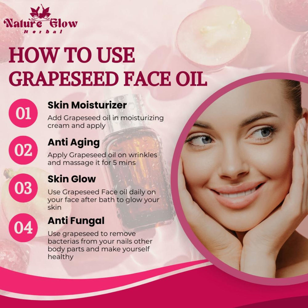 Nature Glow Herbal Grapeseed Facial Oil | Grocsy