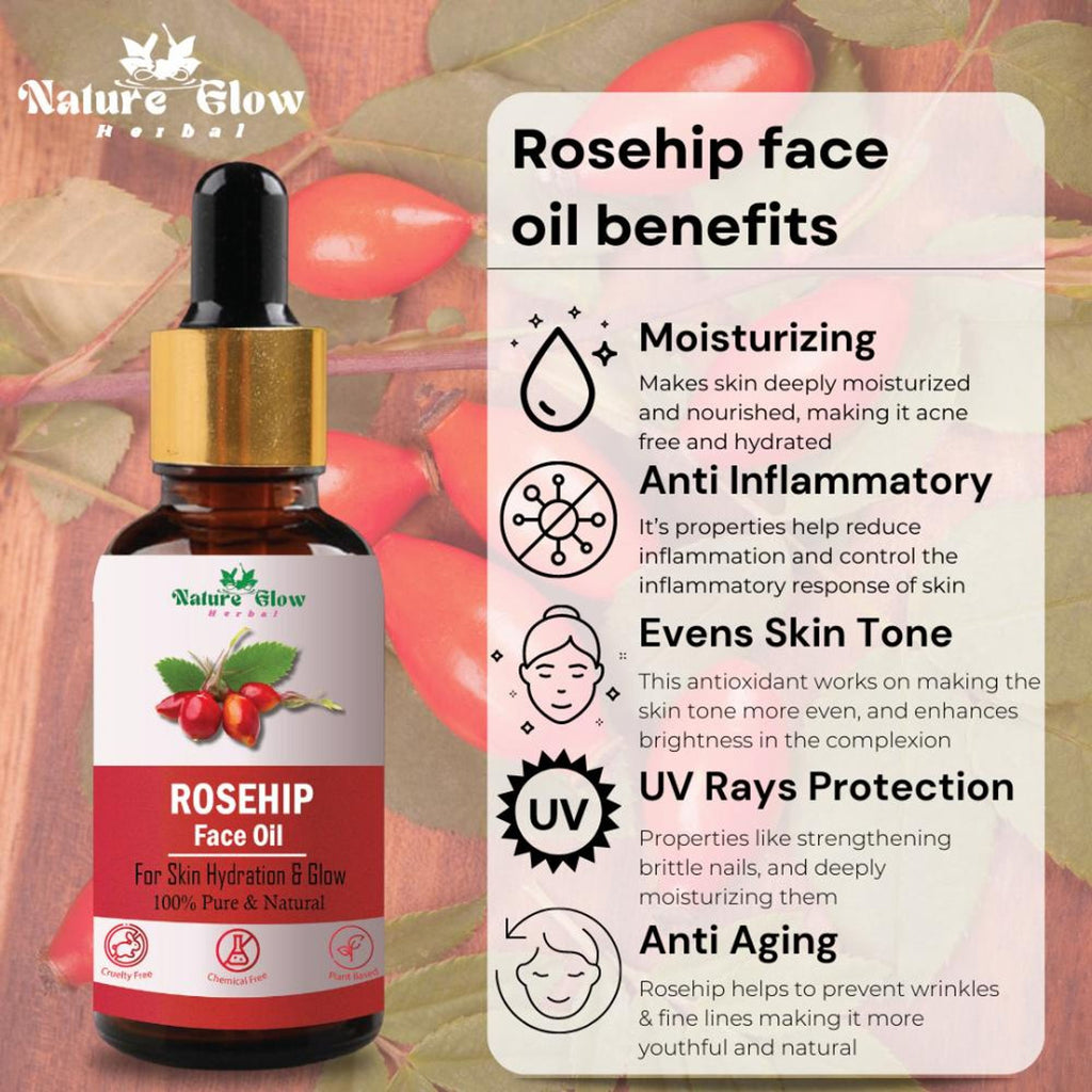 Nature Glow Herbal Rosehip Facial Oil | Grocsy
