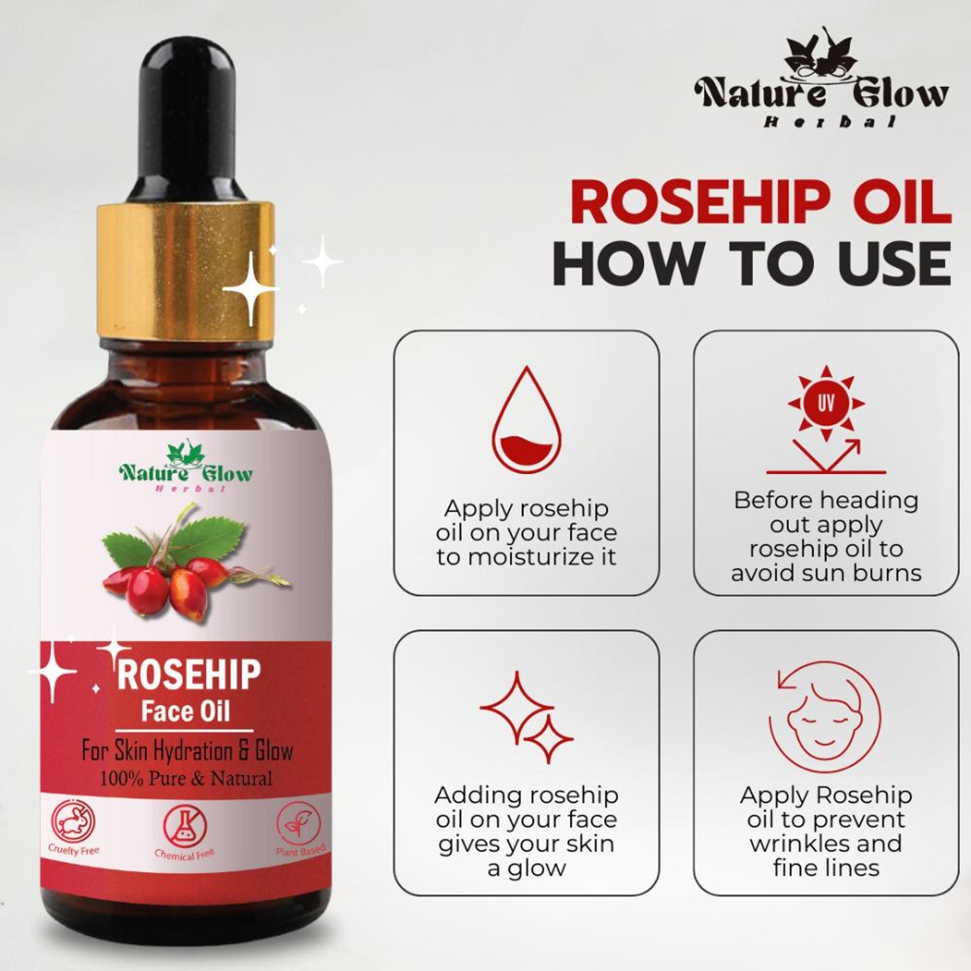 Nature Glow Herbal Rosehip Facial Oil | Grocsy