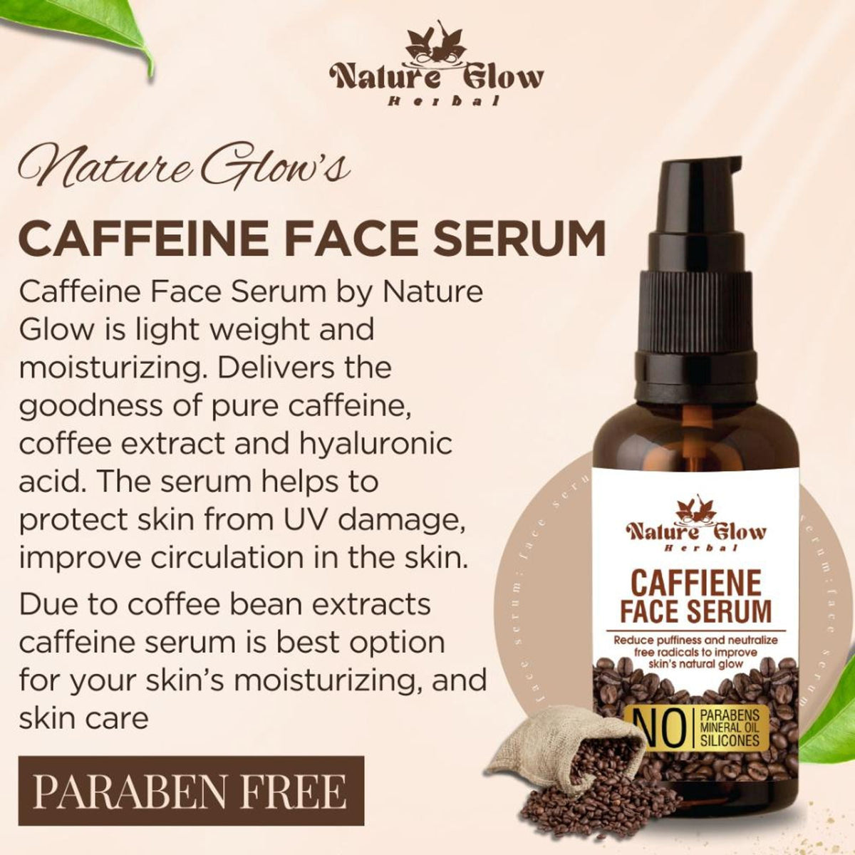Nature Glow Herbal Caffeine Face Serum | Grocsy