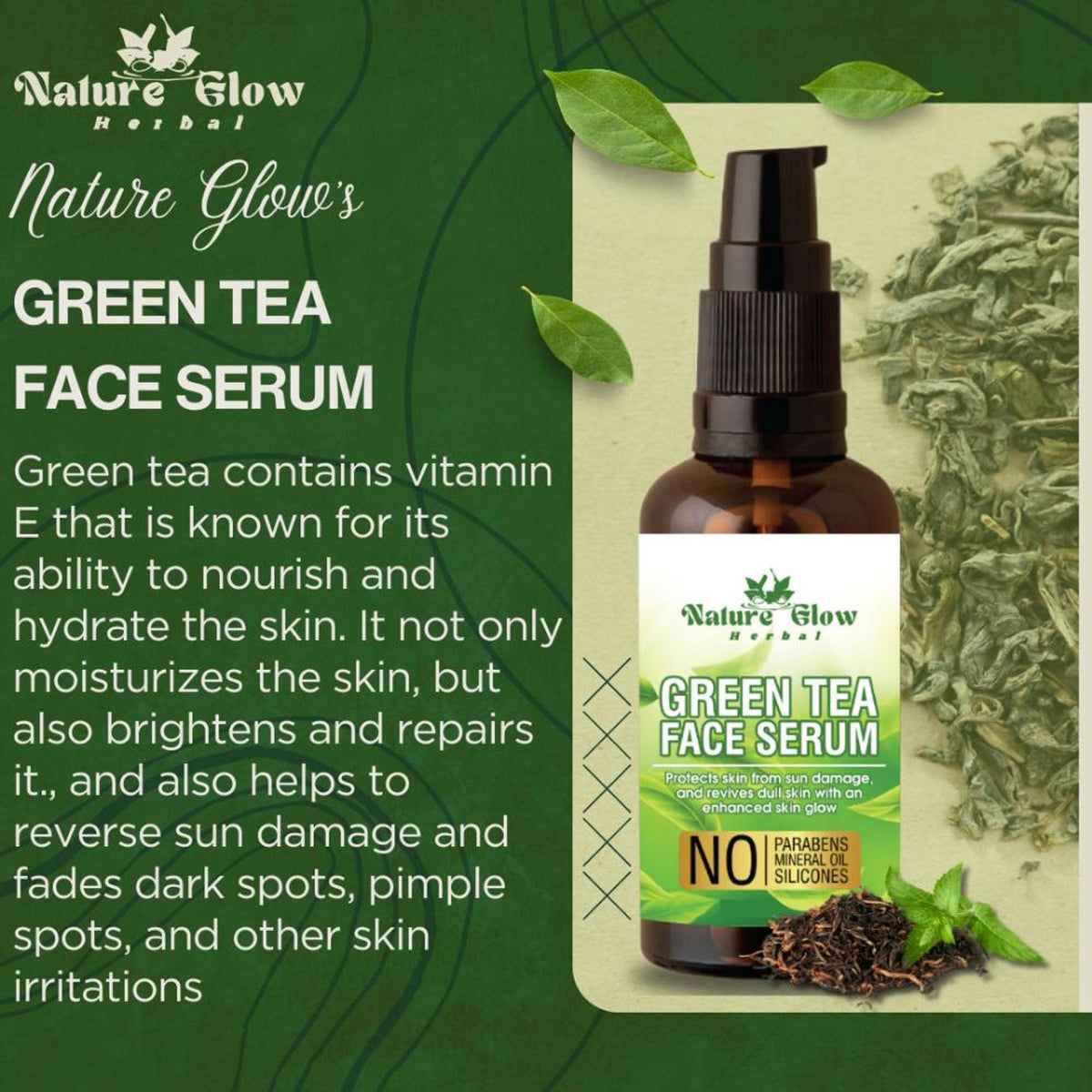 Nature Glow Herbal Green Tea Face Serum | Grocsy