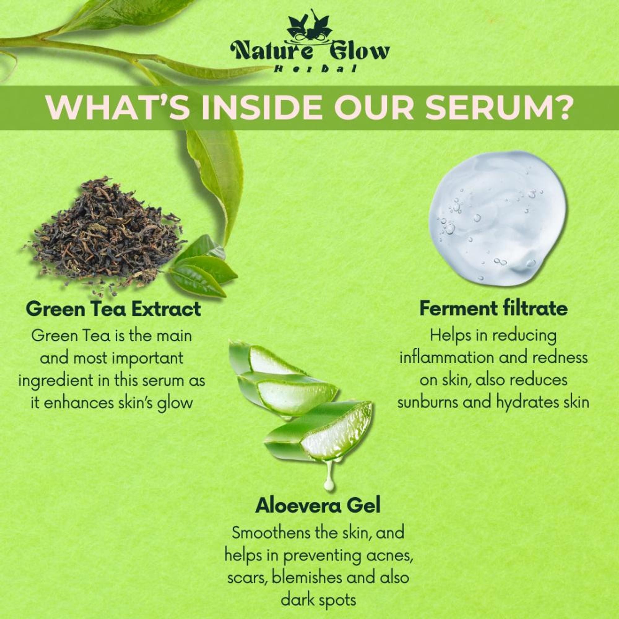 Nature Glow Herbal Green Tea Face Serum | Grocsy