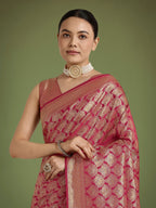 Monjolika Fashion Flattering Dark Pink Banarasi Satin Silk Zari Weaving Work Designer Saree | Grocsy