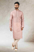 Raivat Ethnic Art Silk Printed Work Kurta Pajama In Pink Colour | Grocsy