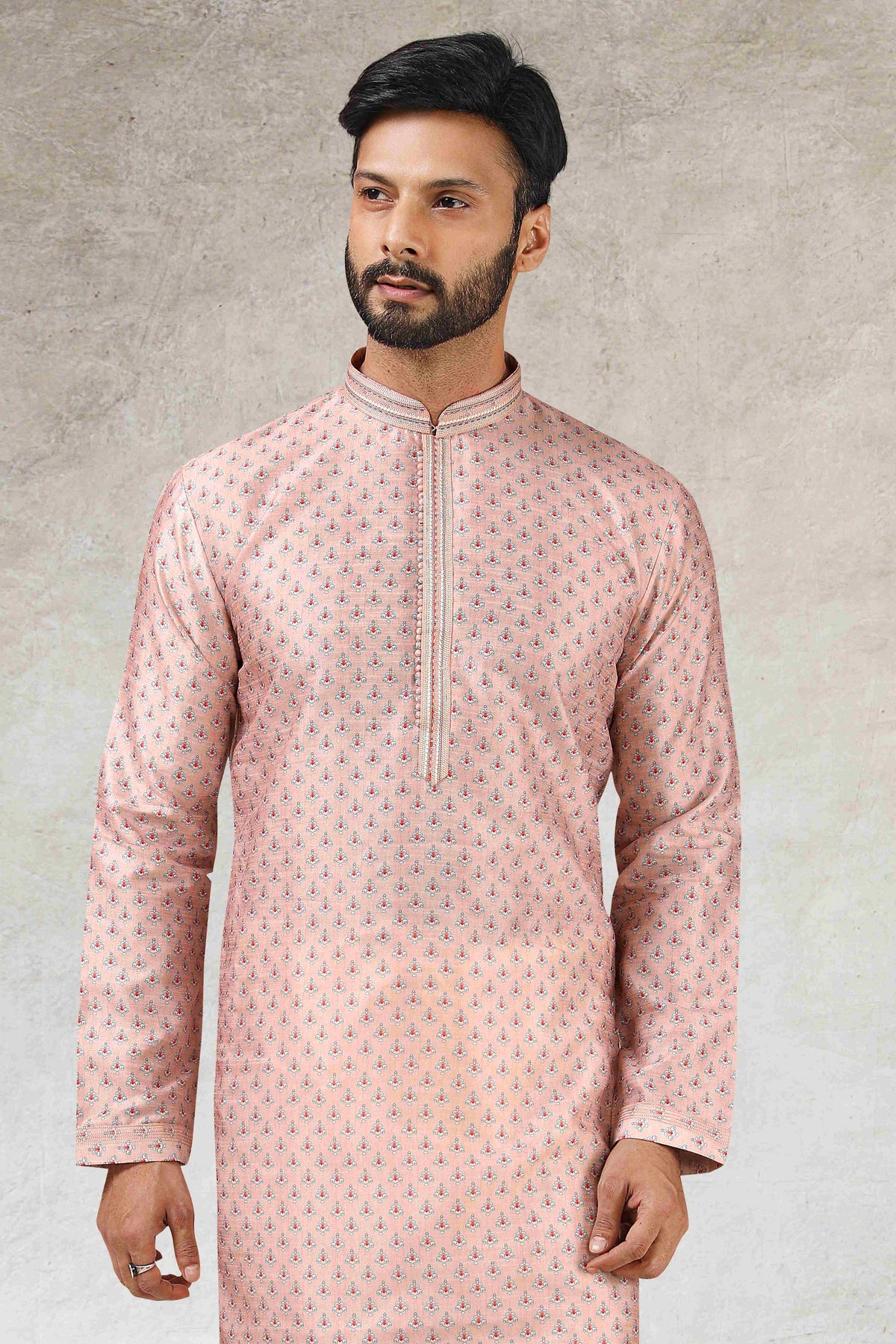 Raivat Ethnic Art Silk Printed Work Kurta Pajama In Pink Colour | Grocsy