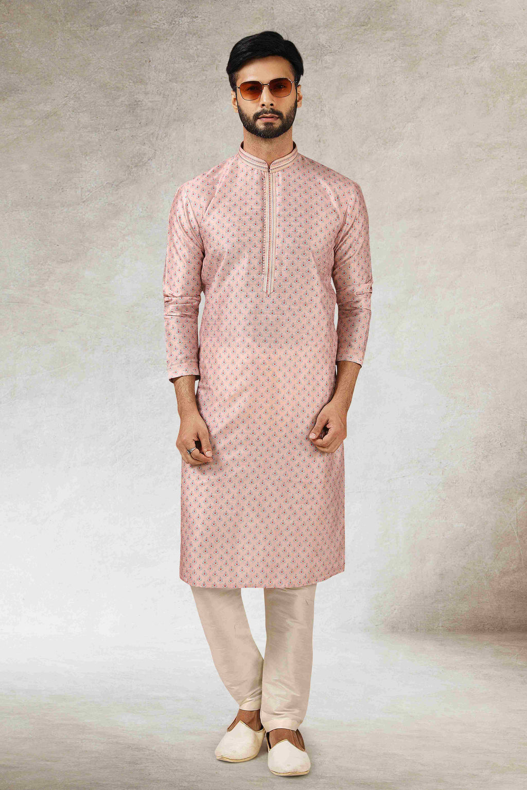 Raivat Ethnic Art Silk Printed Work Kurta Pajama In Pink Colour | Grocsy