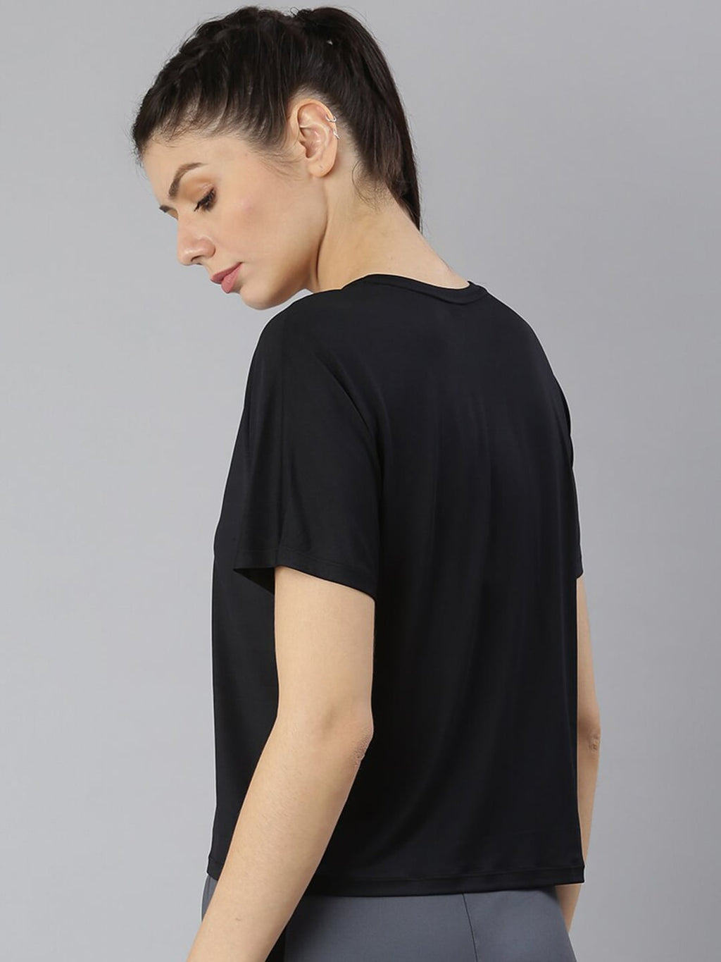 MKH Typography Printed Round Neck Crop Sports T-shirt | Grocsy