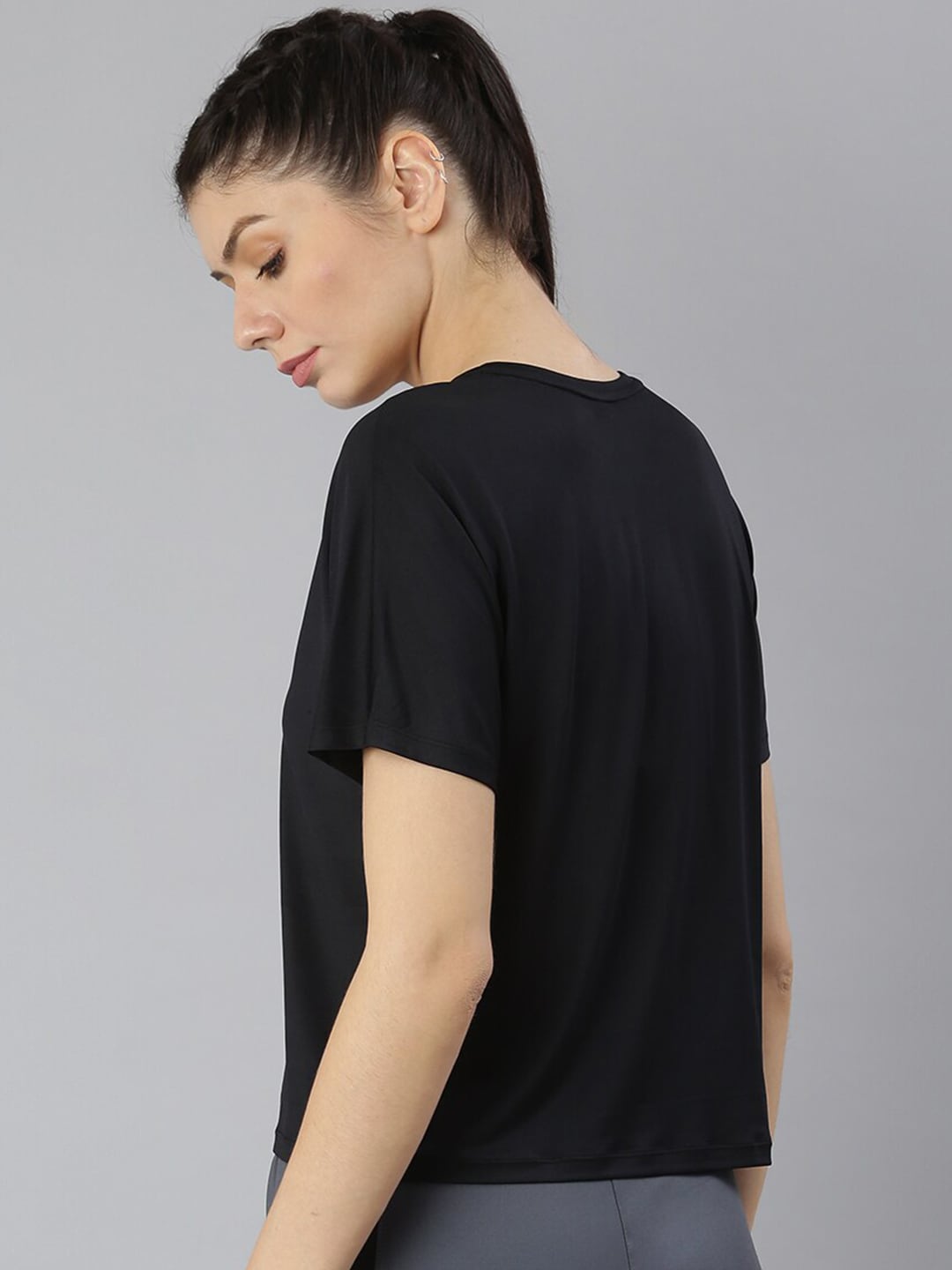 MKH Typography Printed Round Neck Crop Sports T-shirt | Grocsy