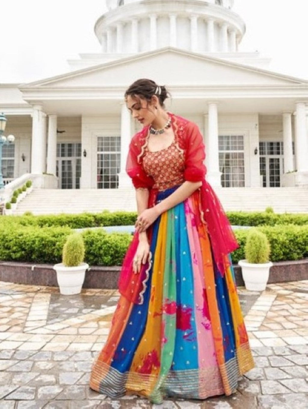 Anaita Multicolor Georgette Lehenga Choli With Sequence & Thread Work | Grocsy