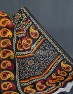 Black Coloured Floral Print Semi Chanderi Saree By Gayathri Reddy Designer Studio | Grocsy