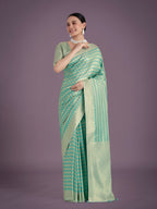 Monjolika Fashion Wonderful Light sky blue Soft Banarasi Satin Silk Leheriya Design Saree | Grocsy