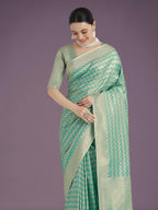 Monjolika Fashion Wonderful Light sky blue Soft Banarasi Satin Silk Leheriya Design Saree | Grocsy