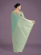 Monjolika Fashion Wonderful Light sky blue Soft Banarasi Satin Silk Leheriya Design Saree | Grocsy