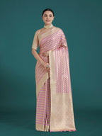 Monjolika Fashion Wonderful Light Lilac Soft Banarasi Satin Silk Leheriya Design Saree | Grocsy