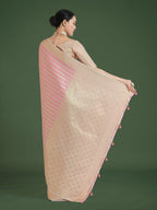 Monjolika Fashion Wonderful Light Pink Soft Banarasi Satin Silk Leheriya Design Saree | Grocsy