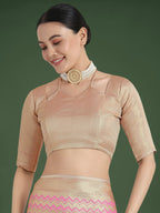 Monjolika Fashion Wonderful Light Pink Soft Banarasi Satin Silk Leheriya Design Saree | Grocsy