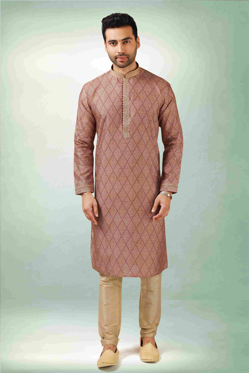 Raivat Ethnic Art Silk Printed Work Kurta Pajama In Maroon Colour | Grocsy