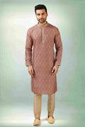 Raivat Ethnic Art Silk Printed Work Kurta Pajama In Maroon Colour | Grocsy
