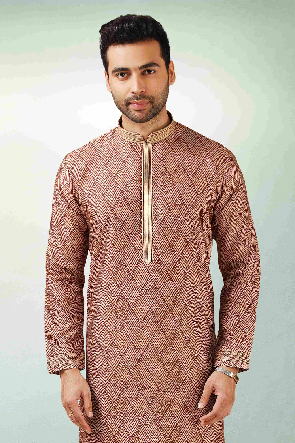 Raivat Ethnic Art Silk Printed Work Kurta Pajama In Maroon Colour | Grocsy