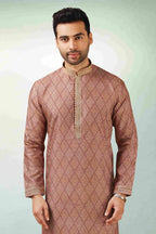 Raivat Ethnic Art Silk Printed Work Kurta Pajama In Maroon Colour | Grocsy