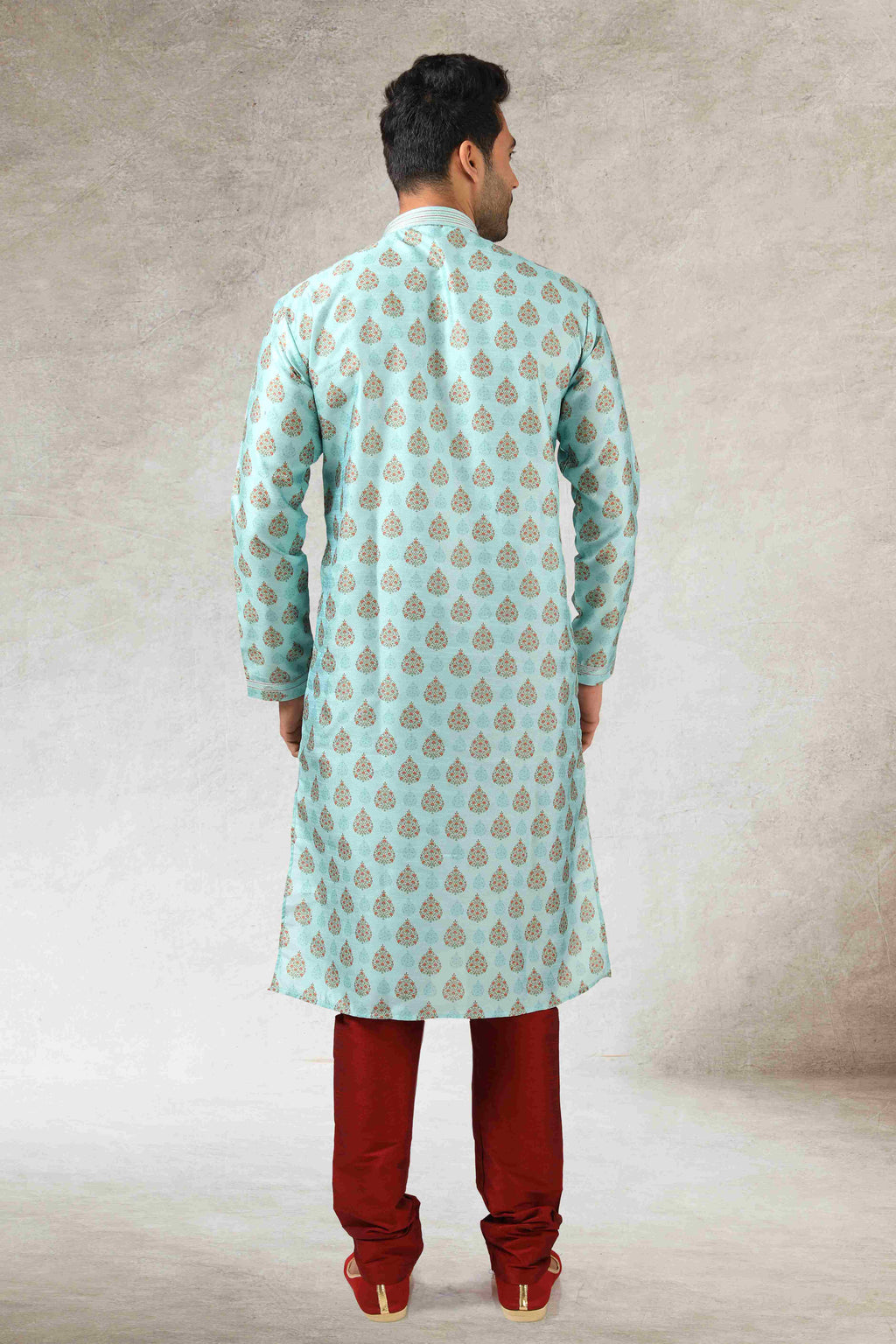 Raivat Ethnic Art Silk Printed Work Kurta Pajama In Pista Green Colour | Grocsy