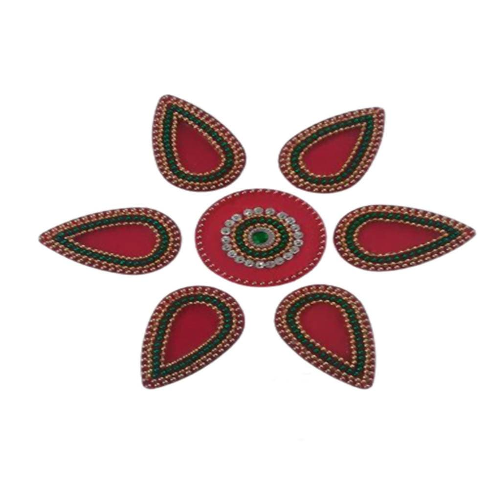 Kundan HandiKrafts Handcrafted Maroon Colour Kundan Rangoli | Grocsy