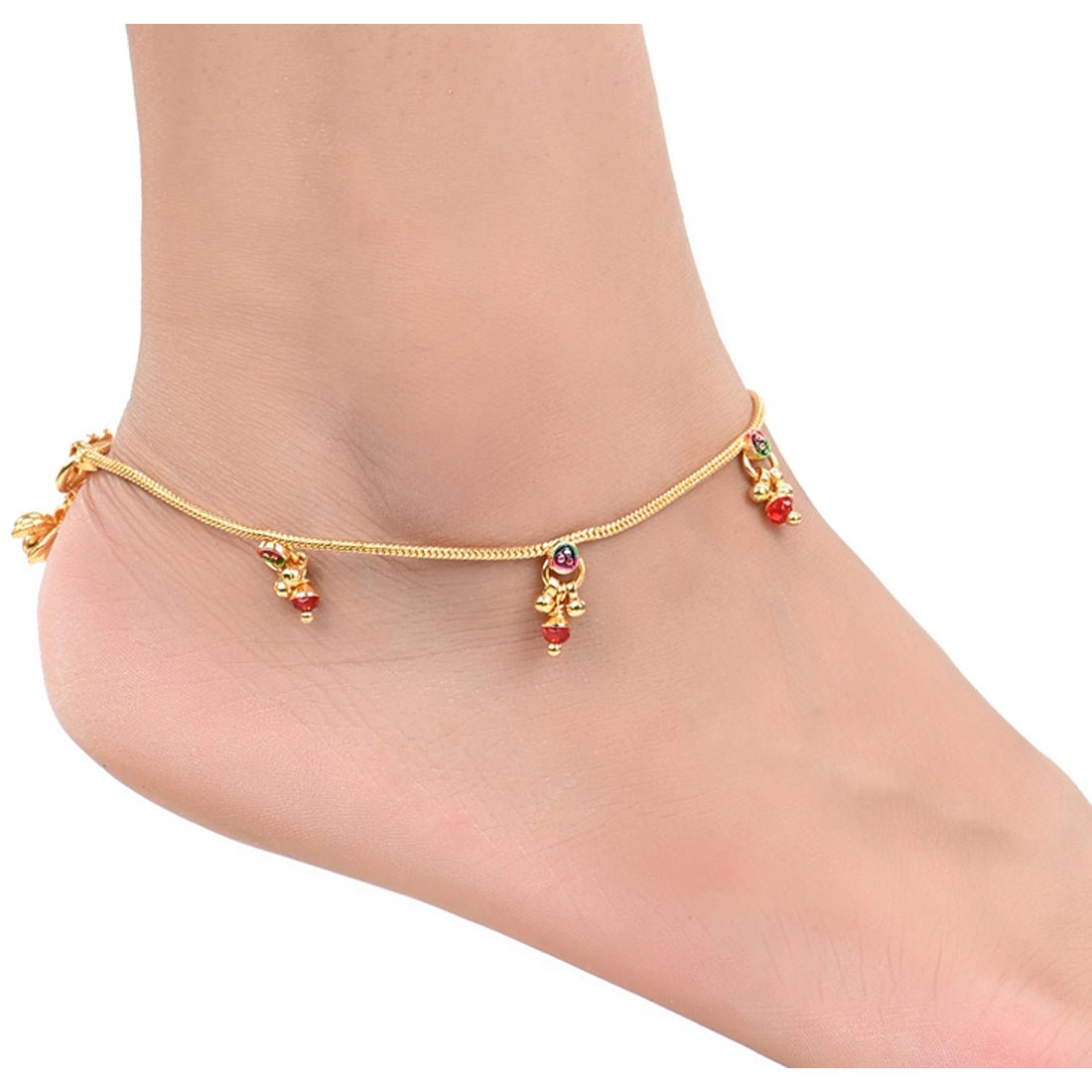 AanyaCentric Gold-Polished Traditional Anklets Payal - Classic and Stylish for Women and Girls | Grocsy