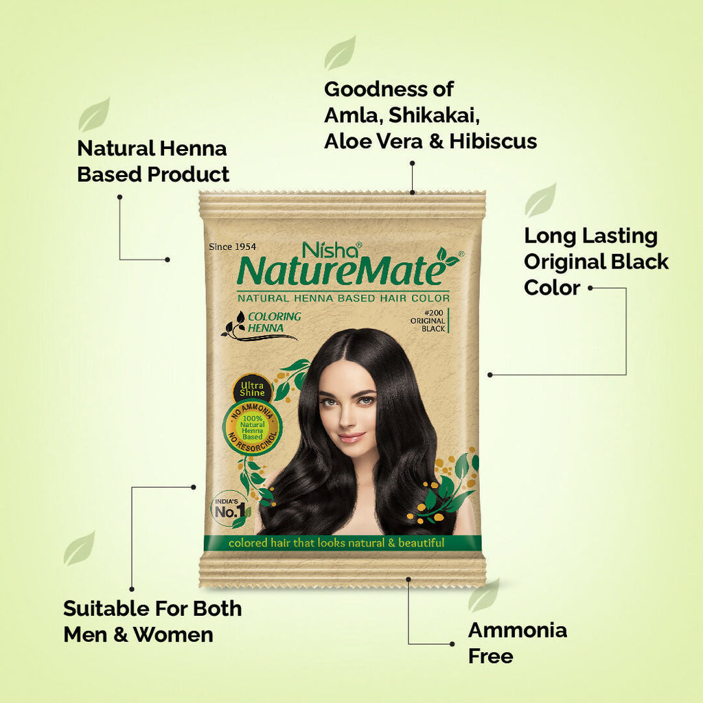 Nisha Nature Mate Henna-Based Hair Color Powder Sachet (Pack of 10) | Grocsy
