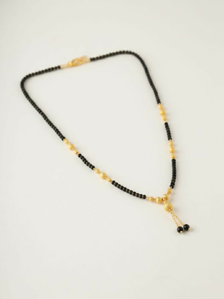 NVR Women Black Gold Plated Mangalsutra | Grocsy