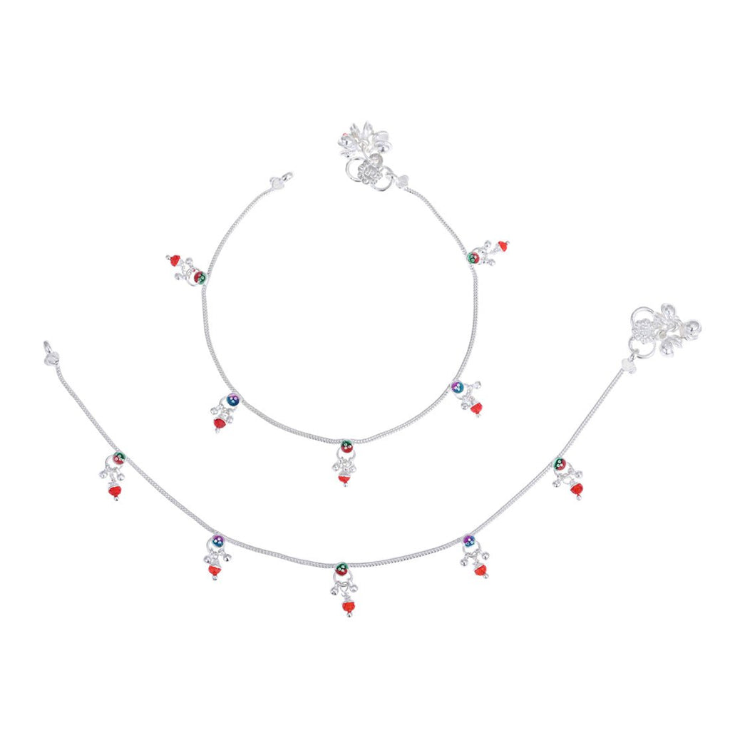 AanyaCentric Silver Plated Traditional Anklets Payal - Classic and Stylish for Women and Girls | Grocsy