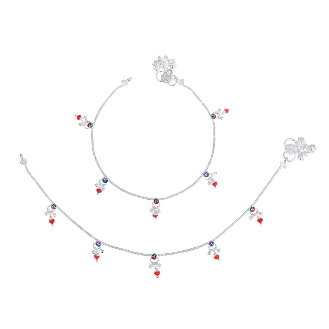 AanyaCentric Silver Plated Traditional Anklets Payal - Classic and Stylish for Women and Girls | Grocsy