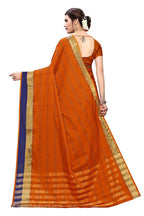 Vamika Orange Cotton Silk Weaving Saree (Rimi Checks Orange) | Grocsy