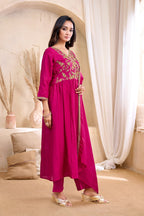 Anaita Pink Anarkali Readymade Suit with Embroidery Work | Grocsy