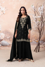 Anaita Black Vichitra Silk Readymade Suit with Coding Work | Grocsy