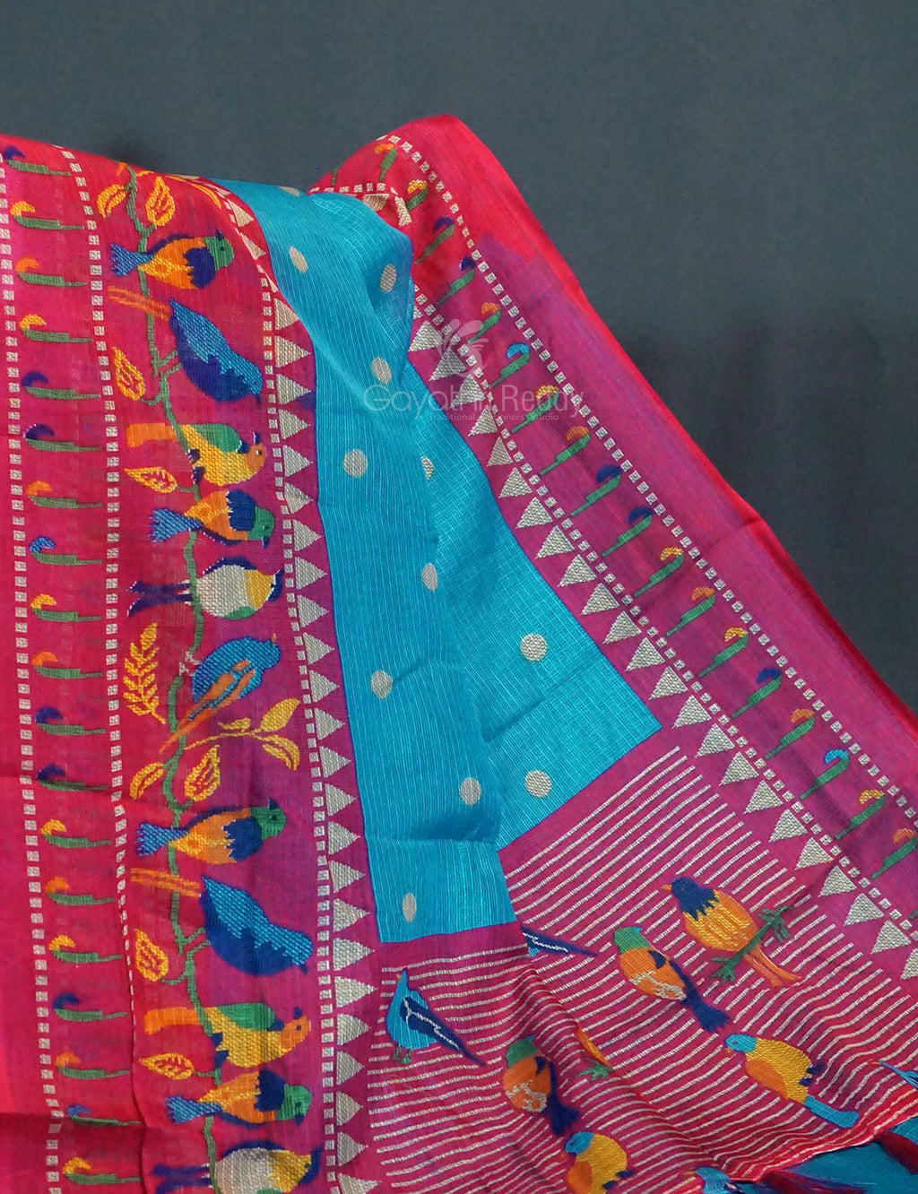 Rama Green Colored with Buttes Semi Silk Kota Saree By Gayathri Reddy Designer Studio | Grocsy