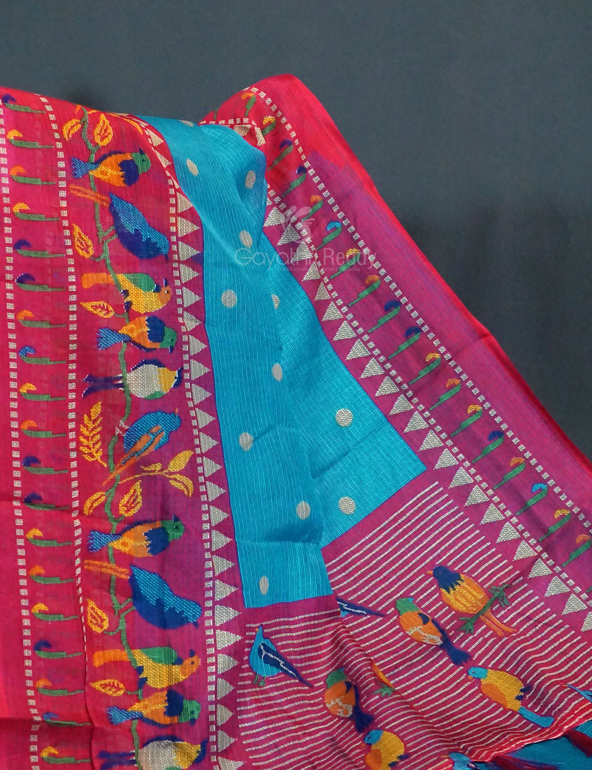Rama Green Colored with Buttes Semi Silk Kota Saree By Gayathri Reddy Designer Studio | Grocsy