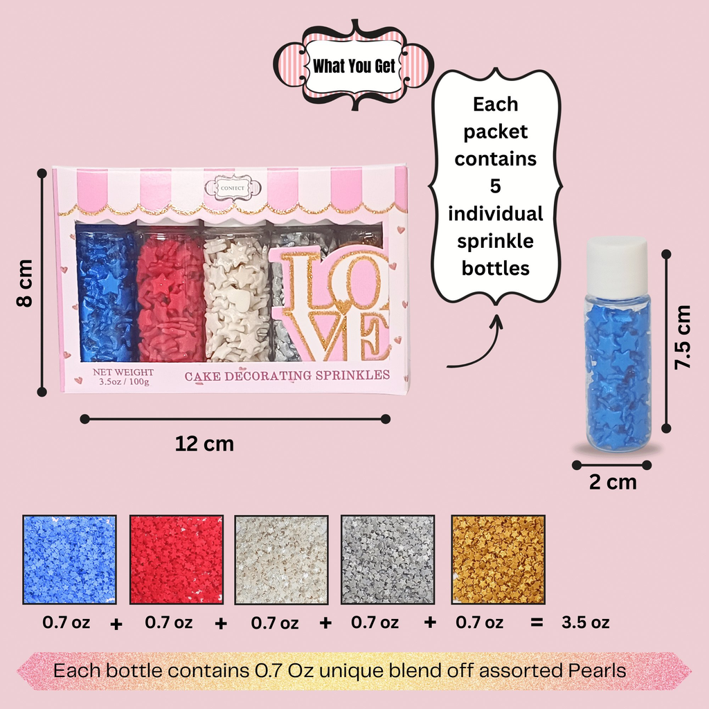 Confect Mix Blue, Red, Silver, White & Gold Patriotic Sprinkles | Mighty Hero Sprinkles | Grocsy