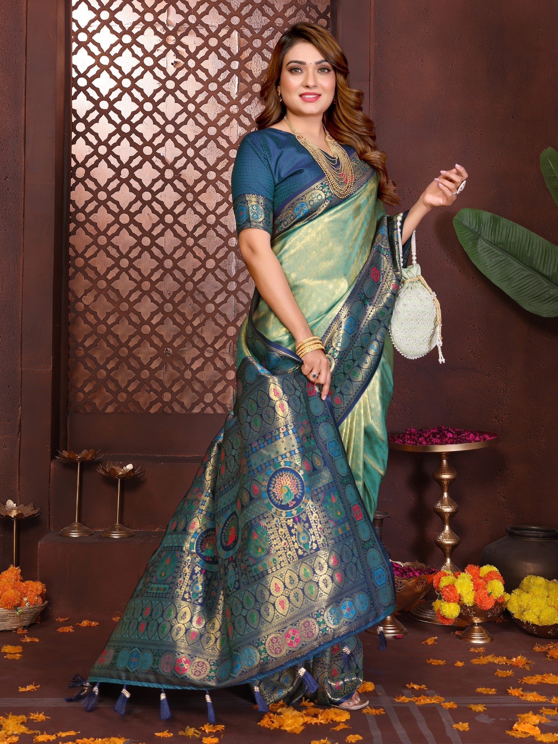 Anaita Banarasi Tissue Silk Saree | Grocsy