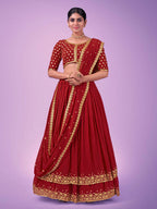Myra Red Georgette Embroidered Designer Lehenga | Grocsy