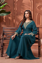 Anaita Teal Readymade Suit with Coding Work | Grocsy