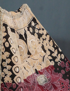 Black And Beige Combo Colour Pichwai Print Crocia Mulmul Cotton Saree By Gayathri Reddy Designer Studio | Grocsy